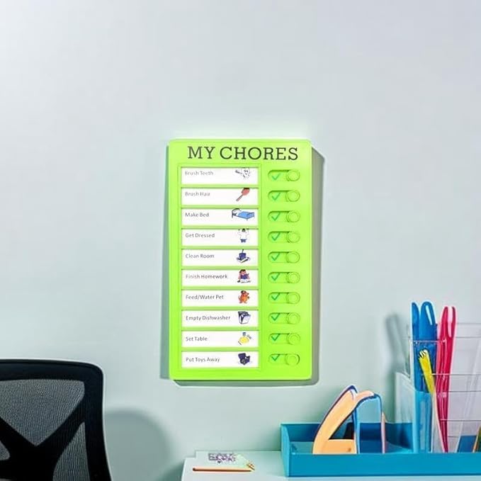2 Pcs Chore Chart for Adults to do List My Chores Checklist Task Board Sliding Routine Chart for Kids, Memo Boards Slider Schedule DIY Detachable Daily Checklist Planning Table (2Pcs Green My Chores)