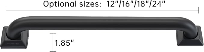 joyrain 500lb Capacity Stainless Steel Grab Bar - Heavy Duty Bathroom Safety Rail for Elderly, Anti-Slip Shower Handle, ADA Compliant (Matte Black, 18inch)
