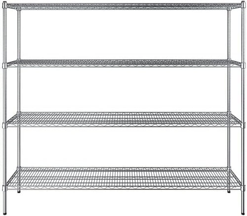 18" x 72" NSF Chrome 4-Shelf Kit with 64" Posts, Heavy Duty Storage Shelving, Wire Shelving Kit, NSF Commercial Storage Rack Unit