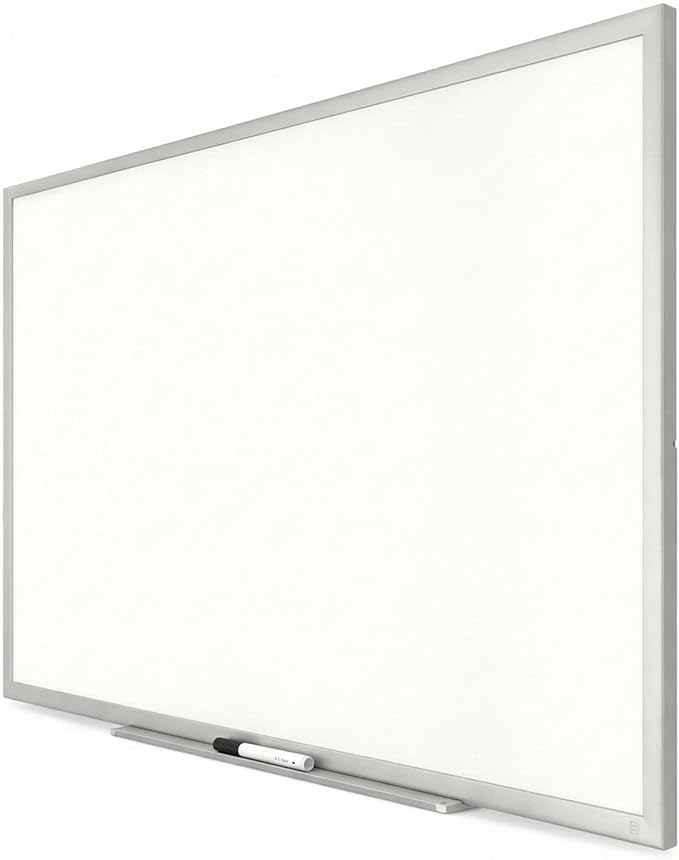 TRU RED Melamine Whiteboard | Dry Erase Board for Wall, White Board with Black Aluminum Frame, 4 ft x 3 ft, 1 Black Marker Included