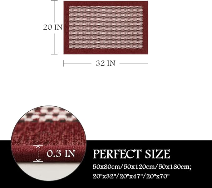 PADOOR Kitchen Mats for Floor, Kitchen Rugs Non Slip Washable, Rubber Backed Christmas Kitchen Runner Super Absorbent Xmas Kitchen Floor Mat Sink Rug, 20”x32” Red