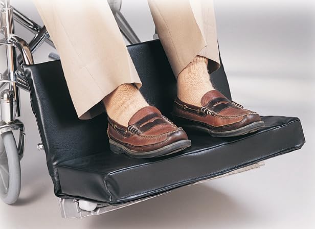 Skil-Care Two-Piece Footrest Extender with 1-Inch Foot Pad, Improves Wheelchair Comfort & Positioning, Durable and Easy to Attach, Fits 18"-20" Wide Seats, Black, 703210