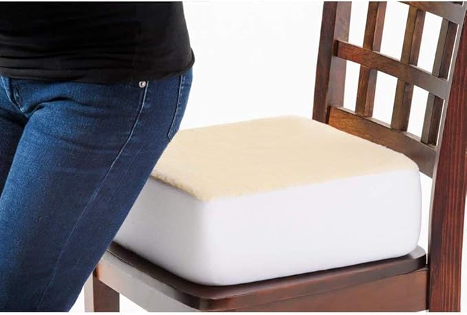 Comfort Finds Rise with Ease Seat Cushion - Thick Firm Chair Cushion Booster - Extra Thick Foam Pad for Home, Patio, Office and Car Seats - Extra Supportive Lift - 15.5 X 18 X 5 (Sherpa Cream)