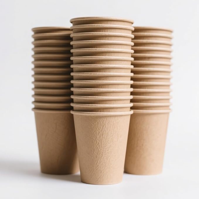 8 oz Kraft Disposable Cups (200-Pack) – Durable Cups for Hot Chocolate, Tea, and Takeaway Drinks