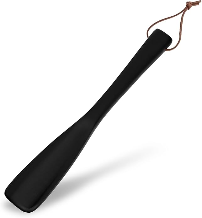 Wood Shoe Horn,Long Handle Shoehorn,9.84" Shoehorn Long-handle for Men, Women, Kids, Black Wooden Shoe Horn with Ergonomic Handle, Perfect for Seniors and Pregnancy