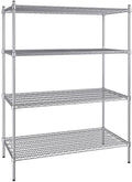 24" x 48" NSF Stainless Steel 4-Shelf Kit with 64" Posts, Heavy Duty Storage Shelving, Wire Shelving Kit, NSF Commercial Storage Rack Unit