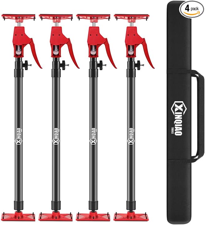 XINQIAO Cabinet Jacks for Installing Cabinets, Light Duty Third Hand Tools Adjustable Support Pole from 45 in to 113.6 in, 4 PCS