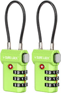 SURE LOCK TSA Approved 3-Digit Combination Luggage Locks – Open Alert Indicator, Re-settable Code with Zinc Alloy Body, Easy-Read Dials for Suitcase, Backpack, Gym Locker & Toolbox (Multiple Colors)