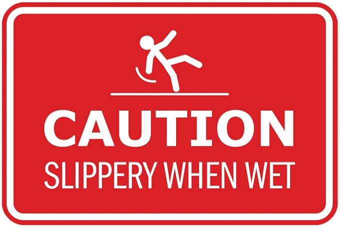 Signs ByLITA Classic Framed Caution: Slippery When Wet Door or Wall Sign Easy Installation | Health And Safety | Building And Warning Sign (Red) - Large