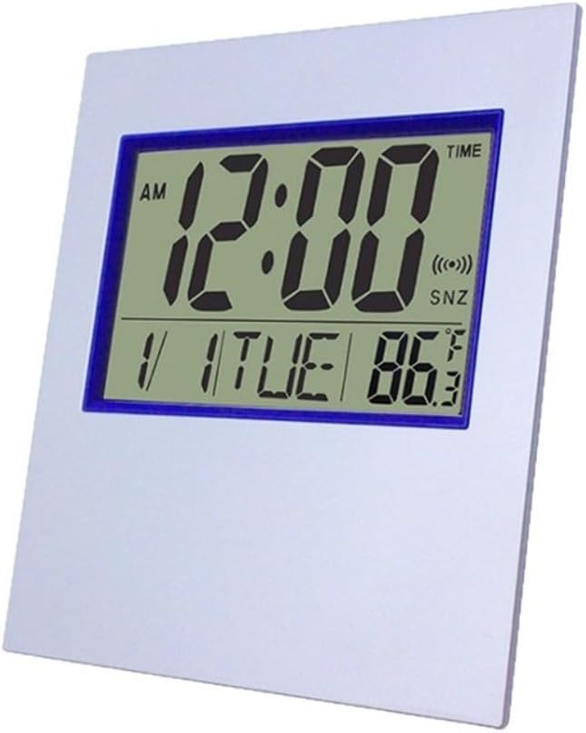 LCD Electronic Calendar Clock For Desk With Large Screen Display Of Time, Date, Temperature, Day, And Adjustable Alarm Settings