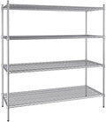 24" x 60" NSF Stainless Steel 4-Shelf Kit with 64" Posts, Heavy Duty Storage Shelving, Wire Shelving Kit, NSF Commercial Storage Rack Unit