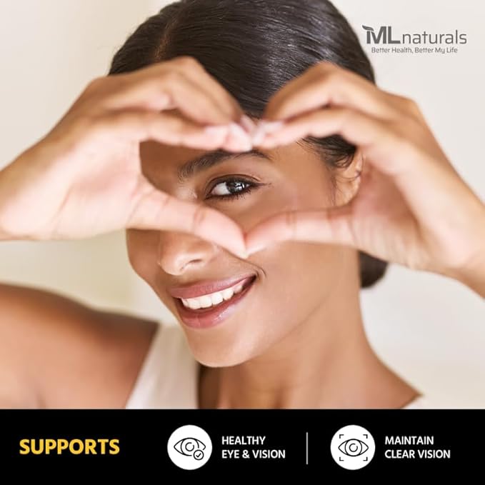 ML Naturals Premium Lutein & Zeaxanthin with Bilberry 240 Vegetable Capsules. Lutein 40 mg, Zeaxanthin 5 mg, and Bilberry 100 mg. Healthy Eyes & Vision, NSF-Certified & cGMP-Compliant Facility