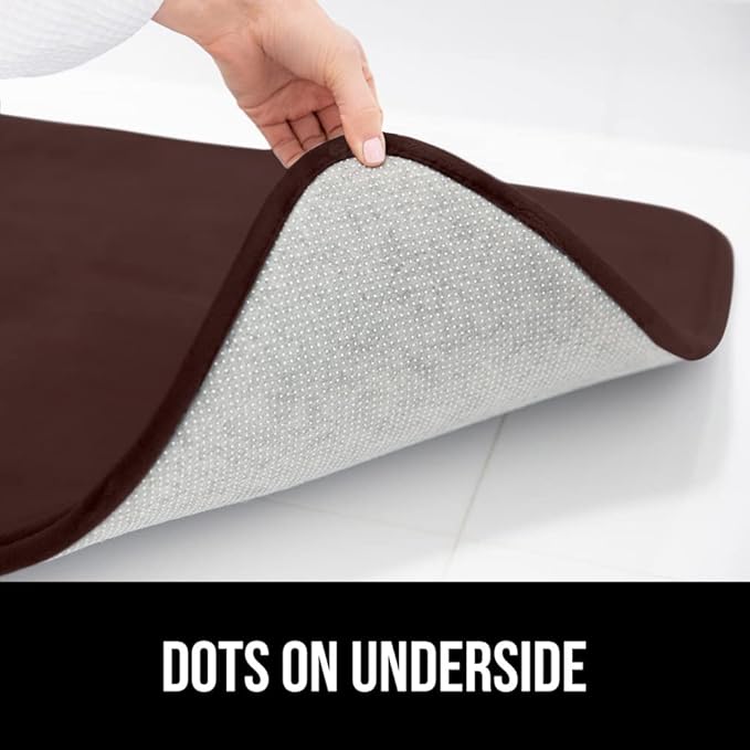 GORILLA GRIP Memory Foam Bath Mat, Soft Absorbent Velvet Bathroom Mats, Durable Dots on Underside, Machine Washable Bathmat, Carpet Rug Room Decor for Shower Tub Floor RV, 30x20 Rugs, Brown