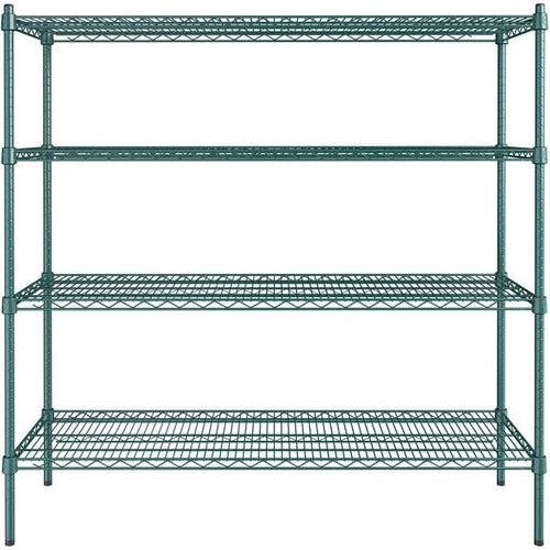 18" x 54" NSF Green Epoxy 4-Shelf Kit with 54" Posts, Heavy Duty Storage Shelving, Wire Shelving Kit, NSF Commercial Storage Rack Unit