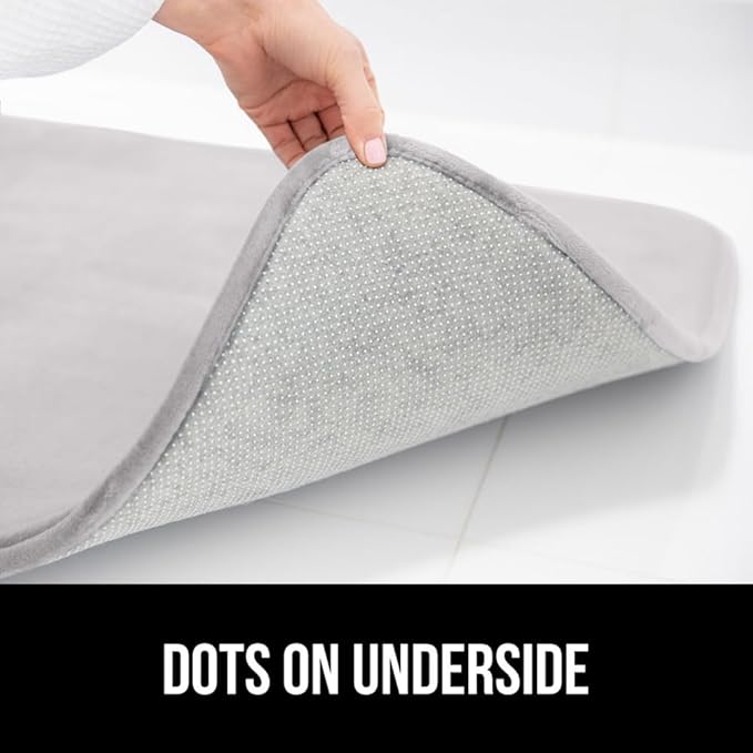 GORILLA GRIP Memory Foam Bath Rugs, Soft Absorbent Velvet Bathroom Mats, Durable Dots on Underside, Machine Washable Bathmat, Carpet Rug Room Decor for Shower Floor, 48x24 Mat, Light Gray