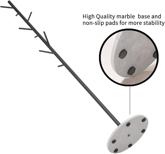 Metal Coat Rack Freestanding Stand Tree with Stable Marble Base Modern Minimalist Hat Jacket Hanger Stand for Bedroom Office Entryway