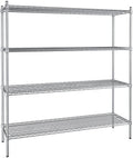 18" x 60" NSF Stainless Steel 4-Shelf Kit with 64" Posts, Heavy Duty Storage Shelving, Wire Shelving Kit, NSF Commercial Storage Rack Unit