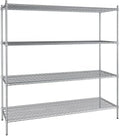 24" x 72" NSF Stainless Steel 4-Shelf Kit with 74" Posts, Heavy Duty Storage Shelving, Wire Shelving Kit, NSF Commercial Storage Rack Unit