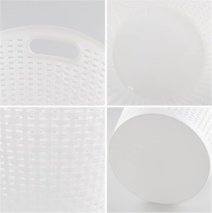 Begale 6-Pack Large Plastic Storage Baskets, 30 L Round Plastic Laundry Baskets, White