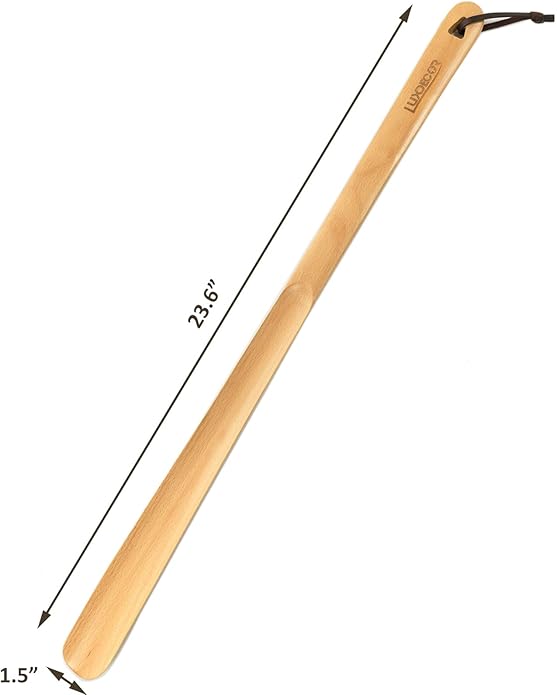 Luxdecor Long Handled Wooden Shoehorns-24in Wooden Long Handle Shoe Horn for Seinors Men Boot Jack Shoe Helper for Women