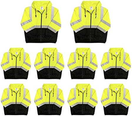Lightweight High Visibility Hooded Jacket, 10 Pack, 3X-Large