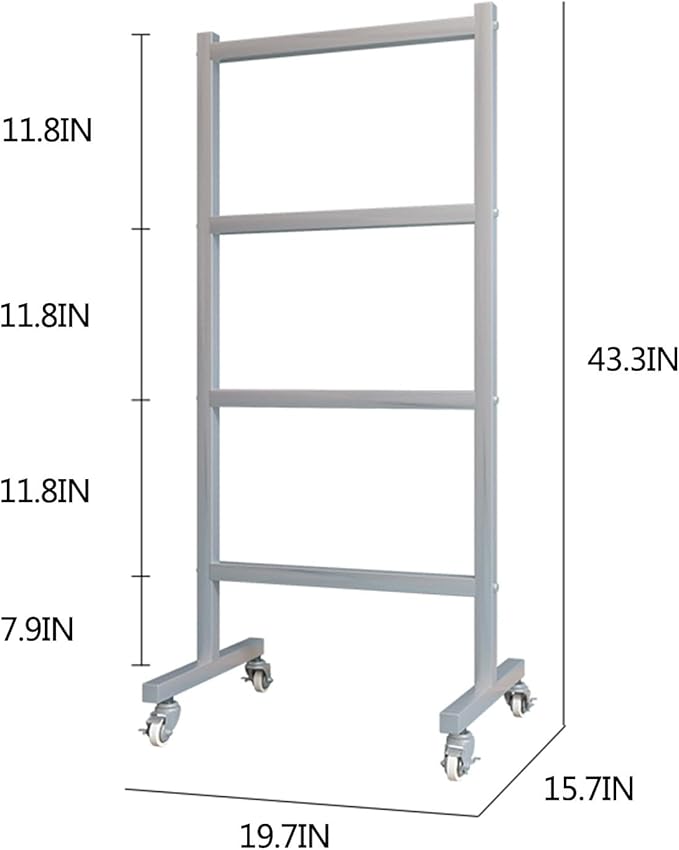Clothing Hanger Storage System Hanger Stacker Metal Clothes Organizer with Casters, Retail Store Laundry Room Portable Hanger Stacker Holder (Color : Silver, Size : 19.7x15.7x43.3IN)