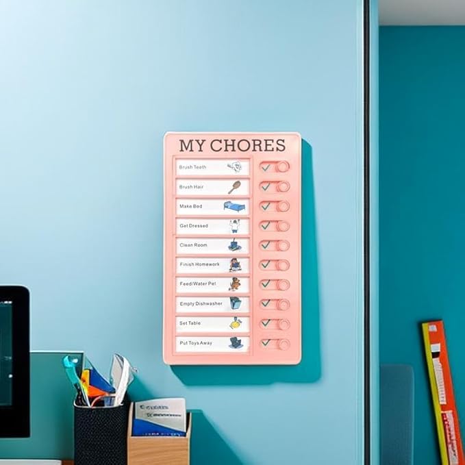 2 Pcs Chore Chart for Adults to do List My Chores Checklist Task Board Sliding Routine Chart for Kids, Memo Boards Slider Schedule DIY Detachable Daily Checklist Planning Table (2Pcs Pink My Chores)