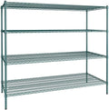 30" x 72" NSF Green Epoxy 4-Shelf Kit with 64" Posts, Heavy Duty Storage Shelving, Wire Shelving Kit, NSF Commercial Storage Rack Unit