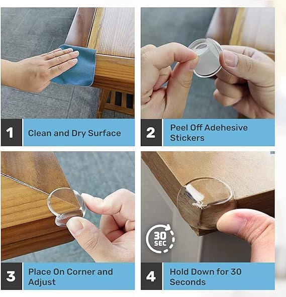 Table Corner Protectors for Baby, Clear Furniture Corner Guards & Edge Safety Bumpers, Round Baby Proof Bumper, Table Edges & Sharp Corners Baby Proofing (24 Pack)