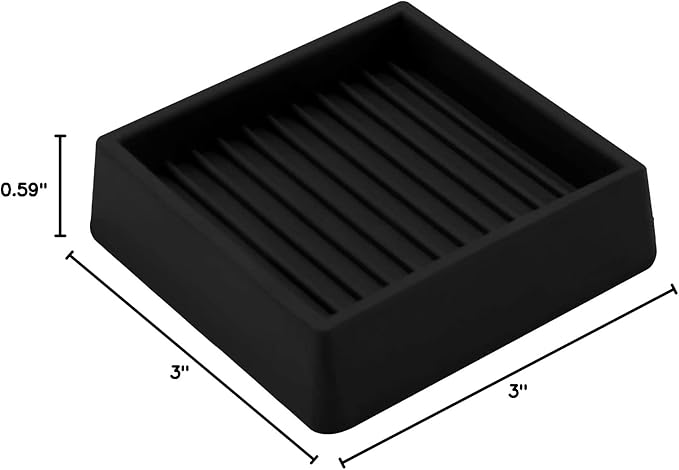 2X2 Rubber Caster Cups, Non Slip Furniture Pads, Anti-Slip Gripper, Anti Skid Furniture Feet, Anti Slide Floor Protector for Bed Couch Table Chair Stoppers - 8 Pack, Black