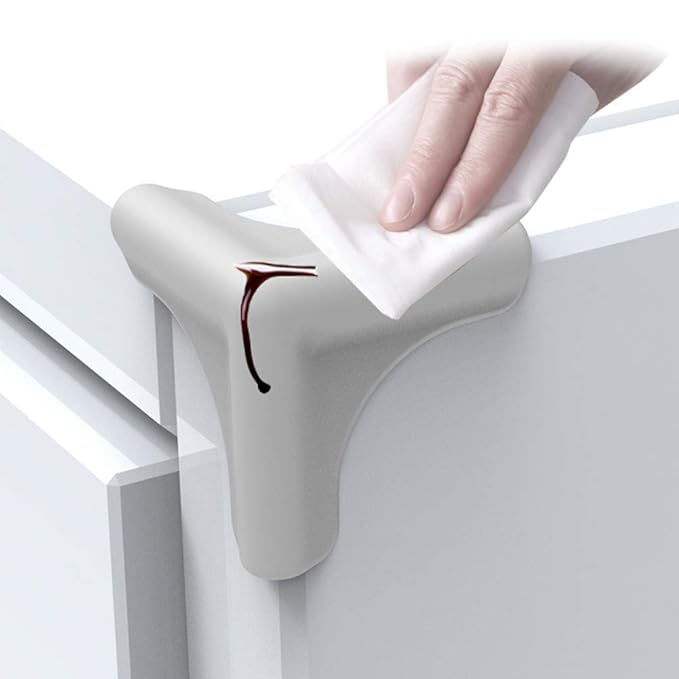 Safety Corner Guards, Removable Silicone 4PCS Protectors, for Furniture(Range Hood Anti-Collision Angle-Gray)