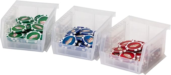 Akro-Mils 30210 AkroBins Plastic Storage Bins, Space-Saving Stackable Bins for Garage, Pantry, Craft Organization, 5-Inch x 4-Inch x 3-Inch, Clear, 24-Pack