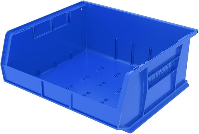 Akro-Mils 30250 AkroBins Plastic Storage Bins, Space-Saving Stackable Bins for Garage, Pantry, Craft Organization, 15-Inch x 16-Inch x 7-Inch, Blue, 6-Pack