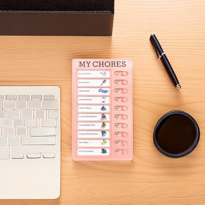 2 Pcs Chore Chart for Adults to do List My Chores Checklist Task Board Sliding Routine Chart for Kids, Memo Boards Slider Schedule DIY Detachable Daily Checklist Planning Table (2Pcs Pink My Chores)