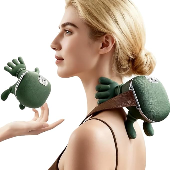 Bionic Heated Neck Back Shoulder Massager Pillow - Portable Shiatsu with 3-Speed, 4D Deep Tissue Kneading & Simulated Human Hand for Pain Relief (Men/Women)