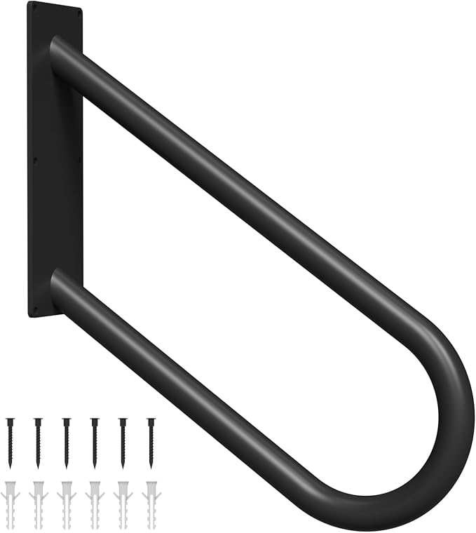 Aduanbang Heavy Duty Wall Mount Handrails for Outdoor Steps, U-Shape Non-Slip Stair Safety Grab Bar, 20 Inch Metal Railing for 1-3 Steps, Indoor/Outdoor Use, Garage, Porch, Courtyard, Garden