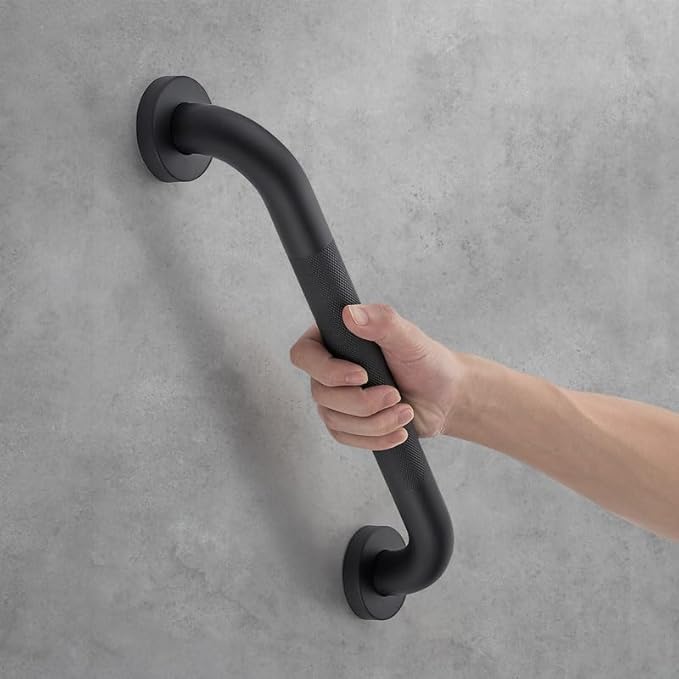 Grab Bars for Shower, 2 Pack 20-Inch Anti Slip Shower Handles for Elderly, Safety Shower Grab Bar, Stainless Steel Handicap Grab Bars for Bathroom (Black 1" Diameter)