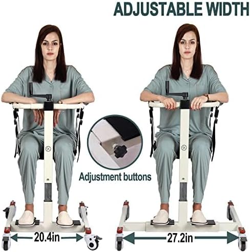 Patient Lift Transfer Chair, Patient Lift Wheelchair for Home, Wheelchair Lift for Home Portable Car Transfer Lift Chair for Disabled and Elderly Nursing, Height/Width Adjust (Upgraded Backrest)