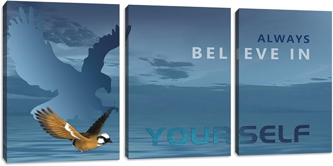 3 Pieces Modern Entrepreneur Quotes Posters Prints Motivational Office Canvas Wall Art Moitvational Wall Art Eagle Picture Motivation Blue Decoration for Living Room Bedroom(36''Wx 16''H)