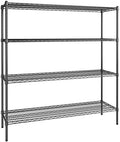 18" x 60" NSF Black Epoxy 4-Shelf Kit with 64" Posts, Heavy Duty Storage Shelving, Wire Shelving Kit, NSF Commercial Storage Rack Unit