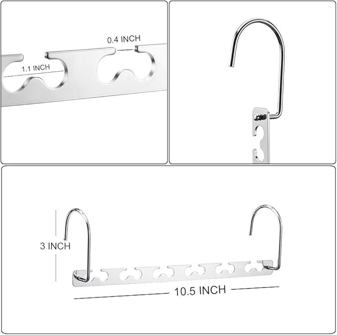 Meetu Space Saving Metal Clothes Hangers 6X2 Slots Magic Cascading Hanger Updated Hook Design Closet Organizer (Pack of 4)