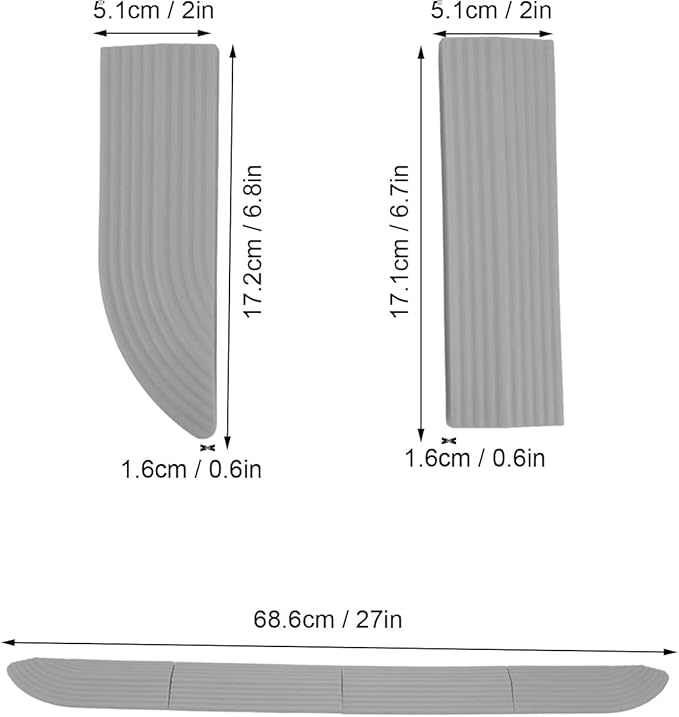 Rubber Threshold Ramp for Doorways, Grey, 4 Pack, Universal Vacuum Robot Door Sill Wheelchair Bathroom Access