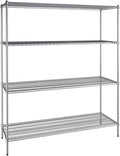 24" x 72" NSF Chrome 4-Shelf Kit with 86" Posts, Heavy Duty Storage Shelving, Wire Shelving Kit, NSF Commercial Storage Rack Unit