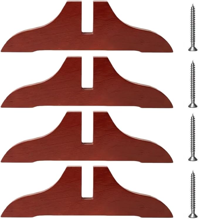 4pcs Folding Room Divider Stand,Wooden Room Divider Stand with Screws,Folding Privacy Screen Holder, Room Screen Holder Feet Partition for Hotel Home Office (Reddish Brown)