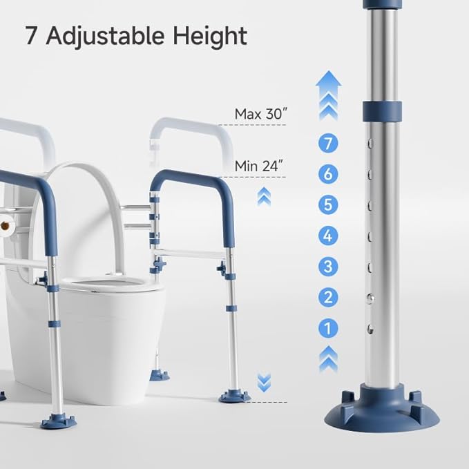 Toilet Safety Rails for Seniors,Height-Adjustable Toilet Frame Width-Adjustable Toilet Handles Toilet Rail Provides Support for Seniors ， Pregnant ，Disabled