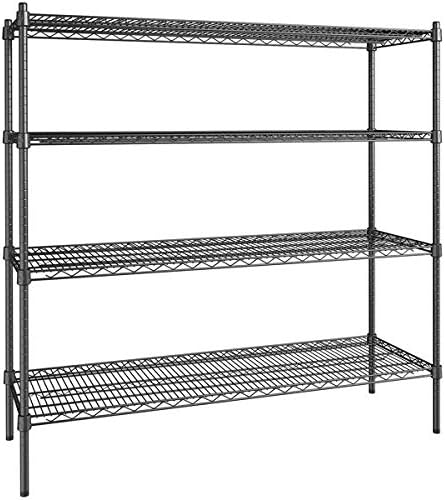 18" x 54" NSF Black Epoxy 4-Shelf Kit with 54" Posts, Heavy Duty Storage Shelving, Wire Shelving Kit, NSF Commercial Storage Rack Unit
