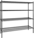 18" x 54" NSF Black Epoxy 4-Shelf Kit with 54" Posts, Heavy Duty Storage Shelving, Wire Shelving Kit, NSF Commercial Storage Rack Unit