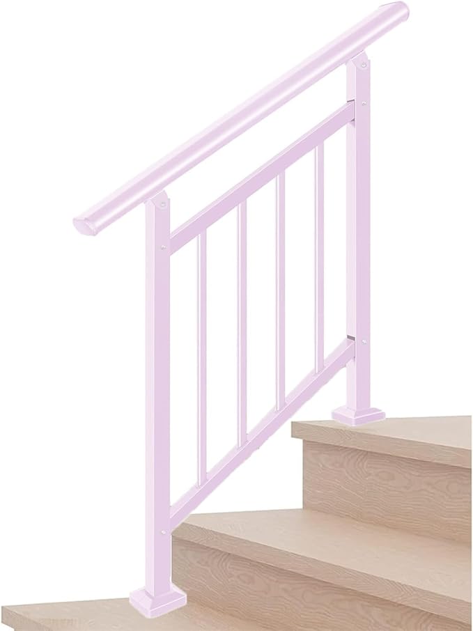 Hand Rails for Outdoor Steps,4 Step Stair Handrail & Indoor Stair Railing Kit，Metty Metal Railings for Outdoor Steps and Hand Rails for Seniors for Porch Railing