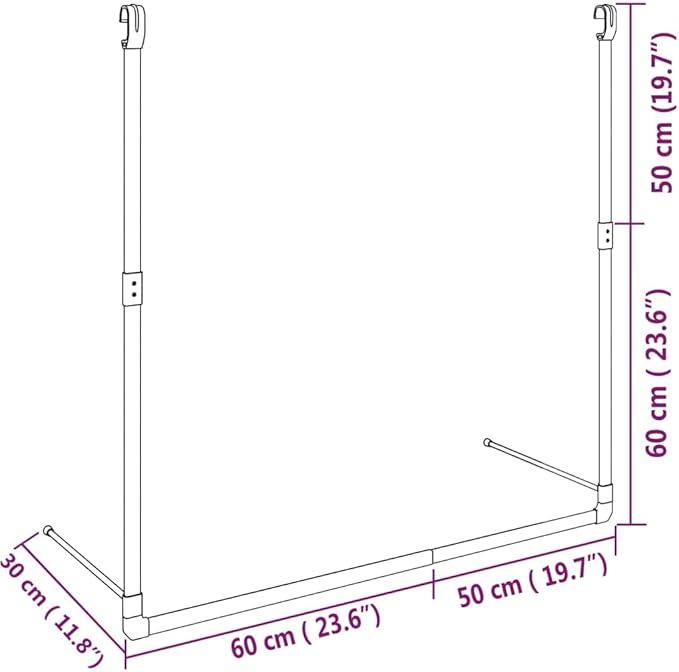 Telescopic Wardrobe Hanging Rail Silver