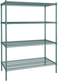 24" x 48" NSF Green Epoxy 4-Shelf Kit with 64" Posts, Heavy Duty Storage Shelving, Wire Shelving Kit, NSF Commercial Storage Rack Unit